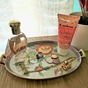 Tashiro Shoten Lusterwear Rose Floral Tea Tray or Trinket Dish 1930s